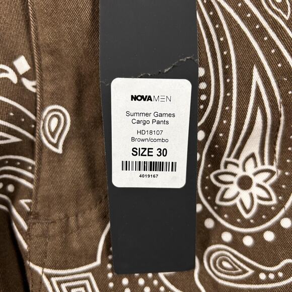 NOVA MEN Cargo Pants Mens 30 Bandana Print Summer Games HD18-107 Streetwear - Picture 5 of 12